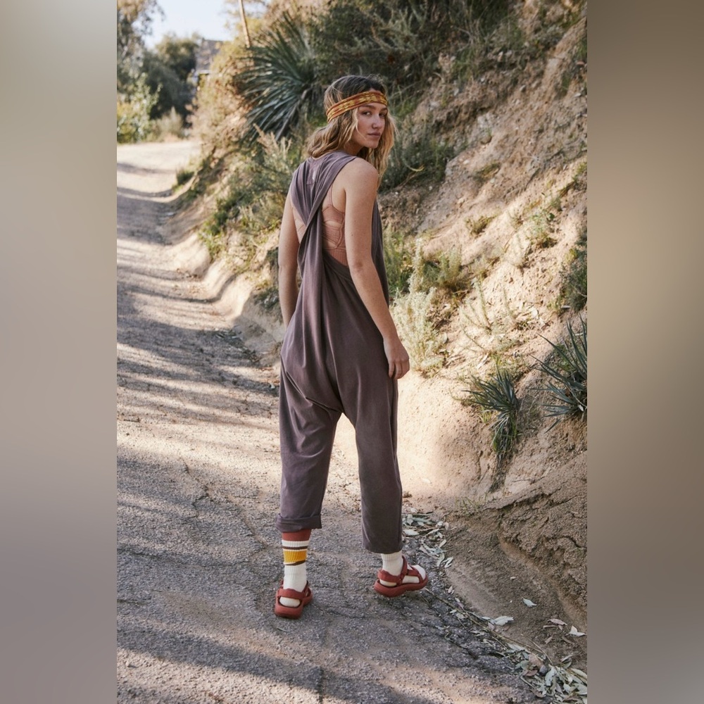 FP Movement by Free People Brown Sleeveless Harem Jumpsuit